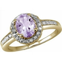 1. Carate roz ametist piatră prețioasă și carate alb diamant inel