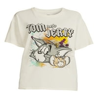 Tricou grafic Tom și Jerry Juniors cu știfturi, dimensiuni XS-XXXL