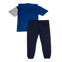 Tricou cu glugă pentru băieți și Set de pantaloni Jogger, 2 piese, mărimi 4-12