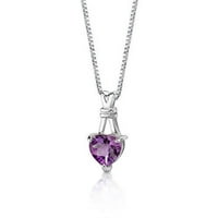 2. ct inima forma violet ametist Pandantiv colier din argint Sterling, 18