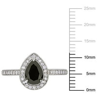 1-carate TW diamant alb-negru 10kt aur alb Vintage Halo inel de logodna