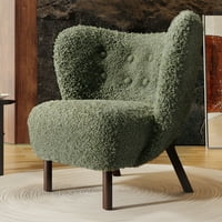 Aukfa Modern smocuri Wingback Accent scaun pentru camera de zi dormitor-verde