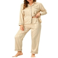 Chilipiruri unice femei Nightwear cu pantaloni Lounge Satin Buton jos pijama Sleepwear seturi