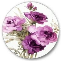 Designart 'buchet de trandafiri roz inchis' cerc Traditional metal Wall Art-Disc de 23