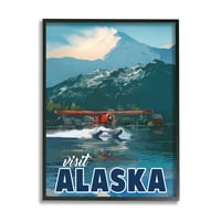 Stupell Industries vizitați Alaska Hidroavion aterizare peisaj montan înzăpezit artă grafică artă încadrată neagră imprimare artă