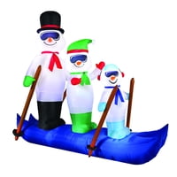 Timp de vacanță curte gonflabile oameni de zăpadă pe schiuri, ft