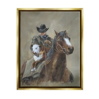 Stupell Ranch Cowboy Western Cal Animale & Insecte Pictura Aur Floater Înrămate Arta Imprimare Perete Arta