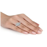 1-Carat T. W. Brilliance bijuterii Fine Smarald tăiat diamant inel de logodna din Aur Alb 10kt, Dimensiune 9