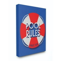 Stupell Industries Pool reguli plaja coasta Ocean albastru roșu cuvânt Design panza arta de perete de Daphne Polselli