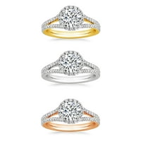 Arista 2 carate TW rotund Swarovski diamante alb Split Gamba inel de logodna din argint Sterling