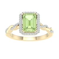 Imperial Gemstone 10k aur galben smarald tăiat verde ametist CT TW diamant Halo femei Inel
