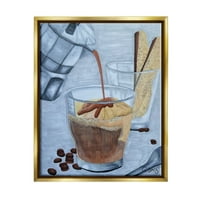 Stupell Industries Desert Decadent Espresso Pour Alimente & Bauturi Pictura Aur Floater Înrămate Arta Imprimare Arta De Perete