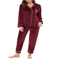 Chilipiruri unice femei flanel pijama Sleepwear Buton jos PJ Lounge seturi