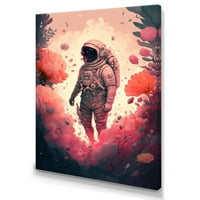 Designart Astronaut Floral Dream II artă de perete din pânză