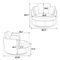 Scaun pivotant modern Momspeace cu perne, scaun de accent cu butoi pivotant grade pentru sufragerie, dormitor-gri închis