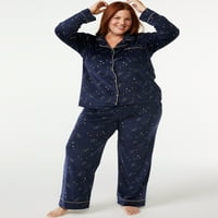 Joyspun femei velur Tricot pijama Set, 2 piese, Dimensiuni S la 5X