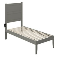 NoHo 14 Twin XL cadru de pat cu platformă din lemn cu tăblie modernă din panou, Gri