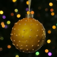 Aur Galben 2-Finisaj Dot Rotund Sticlă Crăciun Ball Ornament 4
