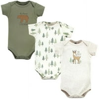 Hudson Baby Bumbac Bodysuits, Forest Deer 3-Pack, 12 Luni