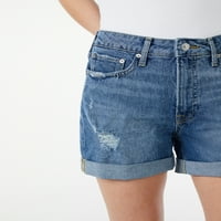 Pantaloni scurți de blugi cu manșetă laminată pentru femei, 4 Inseam, dimensiuni 0-22