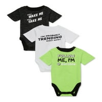 Garanimals Baby Boy maneca scurta Bodysuit Grafic Multi-Pack, 3pc