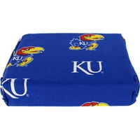 Kansas Jayhawks bumbac, set de foi-foaie plată, foaie montată, față de pernă, Twin, culori de echipă