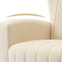 Confortabil catifea Accent scaun-Vintage Wingback scaun pentru camera de zi dormitor-alb-Set de 2