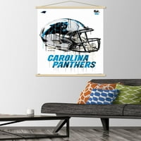 Carolina Panthers-Poster de perete cu cască de picurare cu cadru Magnetic din lemn, 22.375 34