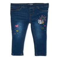 Wallflower Toddler Girl Denim Jeggings cu broderie, dimensiuni 2T-4T