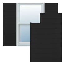 Ekena Millwork 18 W 25 h adevărat Fit PVC șipcă orizontală stil modern fix Mount obloane, Negru