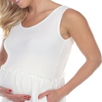 Alb marca femeii maternitate Scoop gât Teired Midi rochie