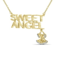 Colier cu lanț de argint pentru femei-colier de înger dulce din argint placat cu aur de 14k cu Accent autentic strălucitor diamante