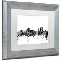 Marcă comercială Fine Art Anchorage Alaska Skyline B & W artă pe pânză de Michael Tompsett, alb mat, cadru argintiu