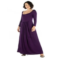 Comfort Apparel femei Imperiul talie Maneca lunga Maxi rochie
