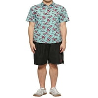 Unic chilipiruri barbati vara maneca scurta buton florale bumbac Hawaiian Shirt