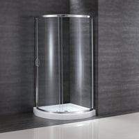 Ove decoruri Breeze h duș colț curbat cu sticlă transparentă și Bază de duș și Hardware cromat