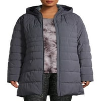 Jachetă Puffer de lungime medie pentru femei Swiss Tech Plus Size cu glugă