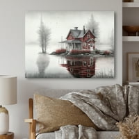 Designart Cottage pe Lacul ii Canvas Wall Art