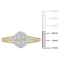 Miabella femei carate TW diamant 10kt Aur Galben Marquise dublu Halo Split Gamba inel de logodna
