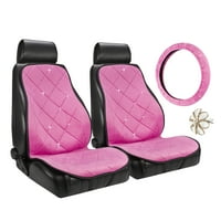 Pilot Automotive LUNNA roz catifea scaun acoperi Combo Kit cu cristale Swarovski