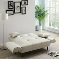 Canapea extensibilă convertibilă-canapea extensibilă din țesătură modernă cu perne - canapea Futon pentru camera de zi acasă-Bej