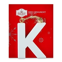Mini Monogramă Albă Scrisoare Ornament De Crăciun, K