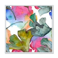 Designart 'Abstract Ginkgo Biloba Leaf Foliage' Imprimare Tradițională De Artă De Perete Din Pânză Încadrată