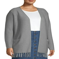 Cardigan de dimensiuni mari pentru femei Heart & Crush cu ornamente cu franjuri