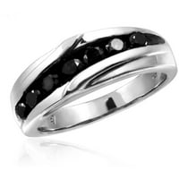 JewelersClub inele cu diamante negre pentru bărbați-1. CTW veritabil inel cu diamant negru pentru bărbați-hipoalergenic 0. Sterling