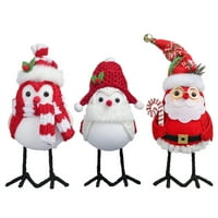 Timp de vacanță țesături roșii și albe păsări de Crăciun, Set de decorațiuni de masă