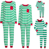 George băieți și fete Unise Jolly Green Stripe vacanță potrivire familie Crăciun Pijamale Set, 2 piese, dimensiuni XS-XL