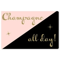 Wynwood Studio tipografie și citate Wall Art Canvas printuri 'Champagne Season' citate și ziceri amuzante-Roz, Negru