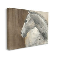 Stupell Industries animale de țară cal feminin Western gri maro pictură pânză artă de perete Design de Albena Hristova, 30 40