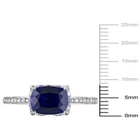 Tangelo 2 carate T. G. W. a creat safir albastru și diamant-Accent inel de logodnă din Aur Alb de 10k